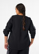 Blouse with stripe detail on the sleeves, Black, Model image number 2