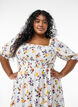 Floral viscose midi dress with smock, White, Model image number 2