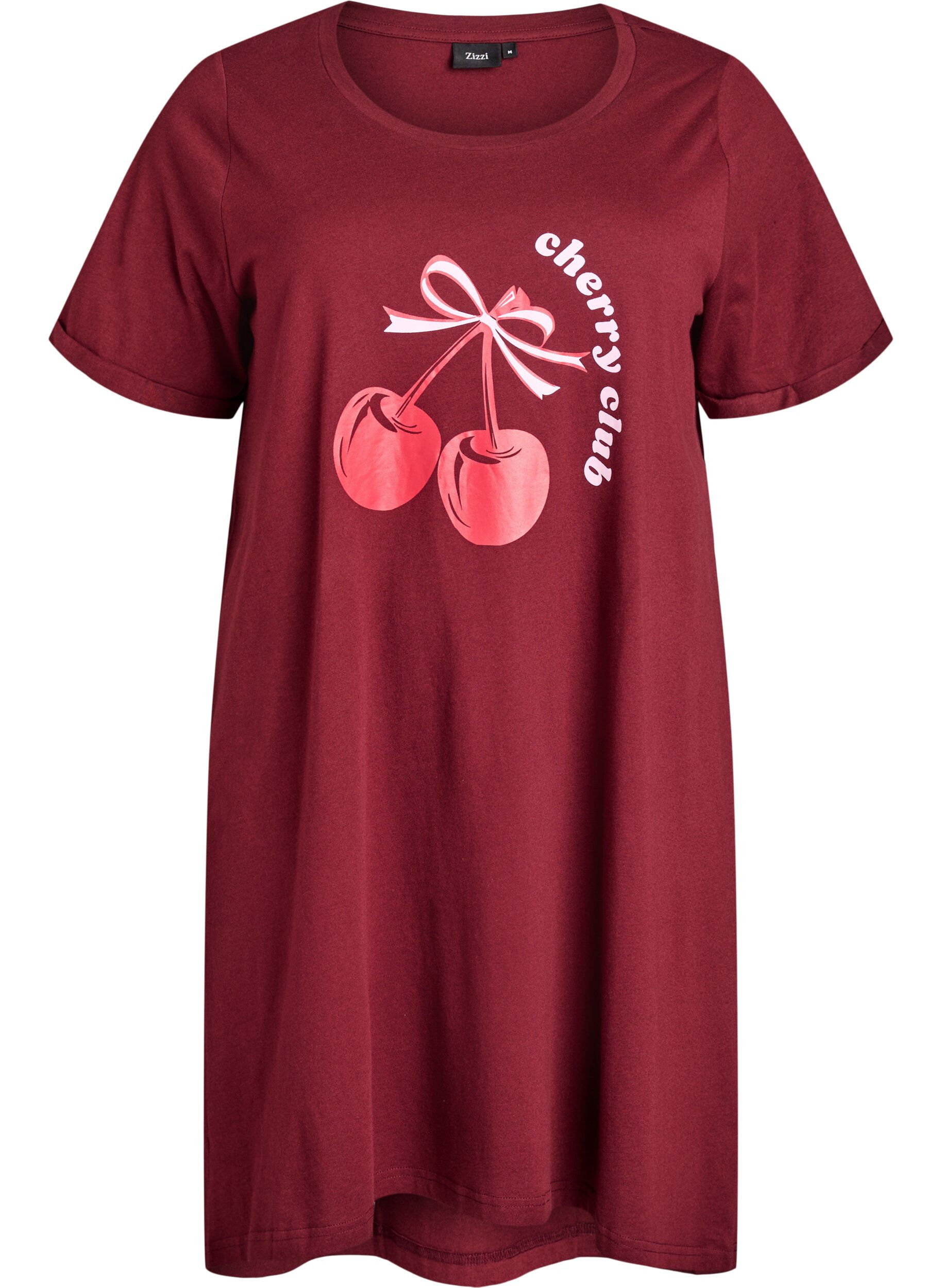 ZizzifashionShort-sleeved nightgown in organic cotton, Red, Packshot image number 0