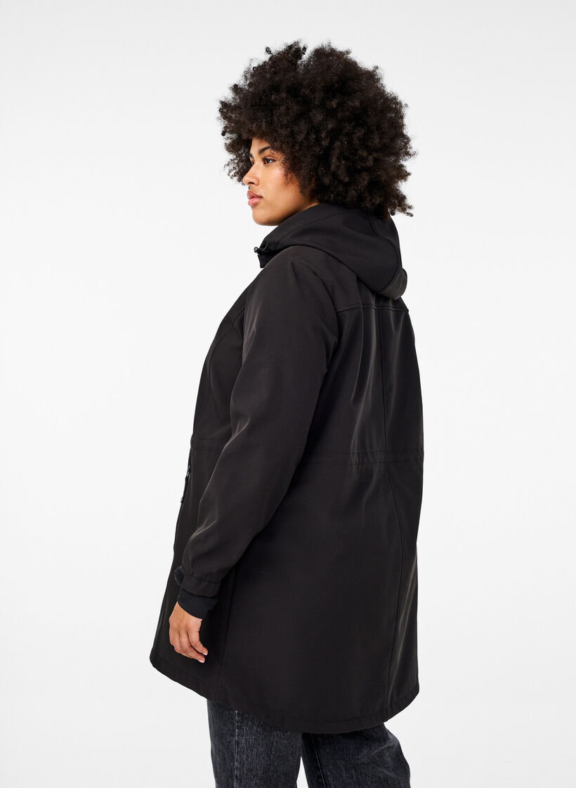 Softshell jacket with detachable hood, Black, Model image number 2