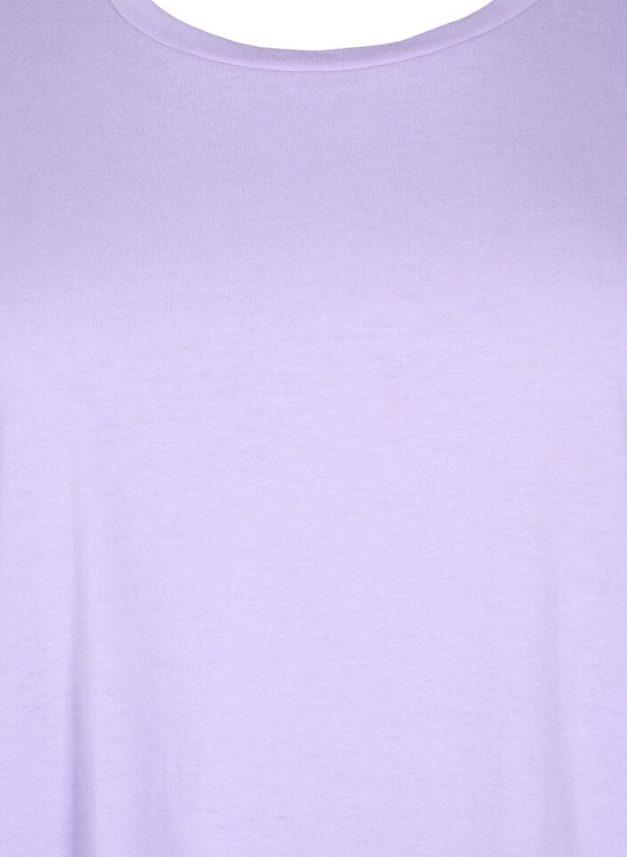 Short sleeved cotton blend t-shirt, Purple, Packshot image number 2