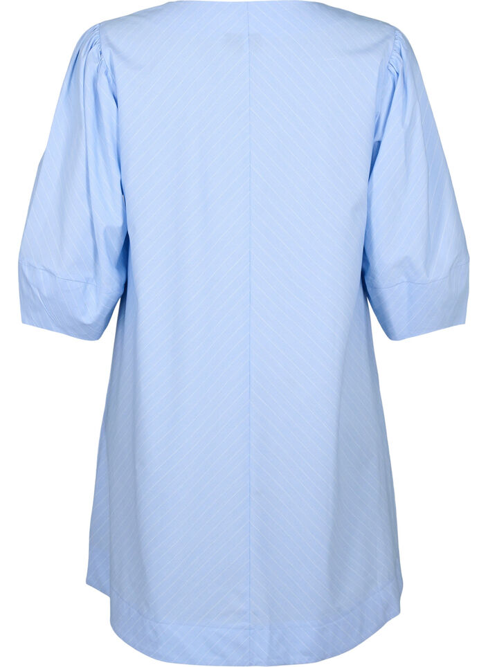 Striped dress with 3/4 sleeves, Blue Stripe, Packshot image number 1