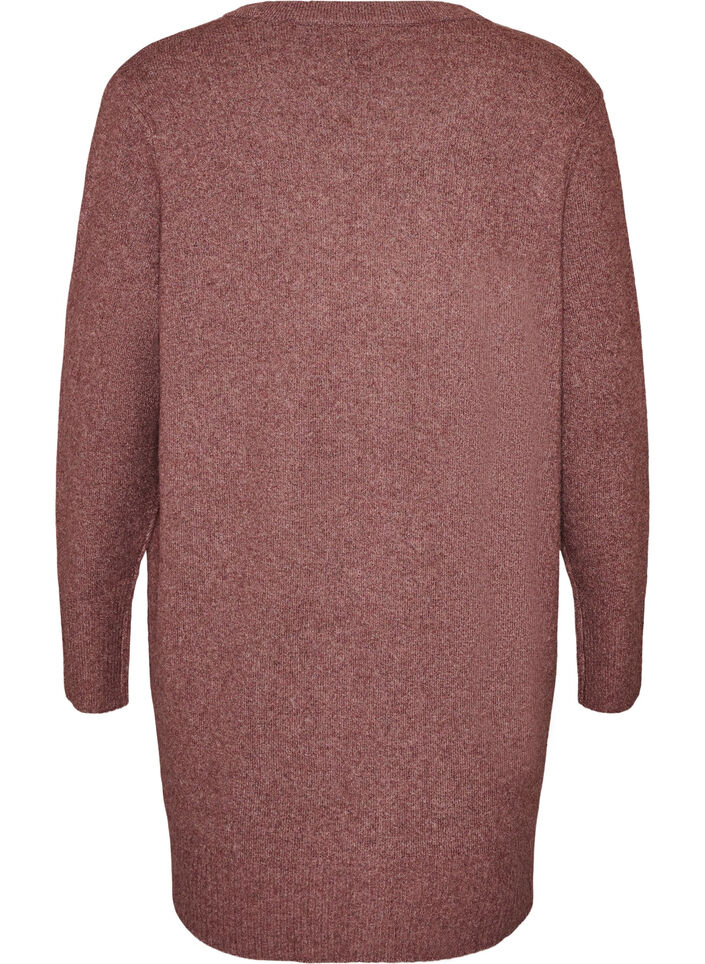 Ribbed Knit Cardigan with Pockets, Red, Packshot image number 1