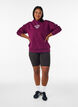 Hoodie with chest print, Purple, Model image number 1