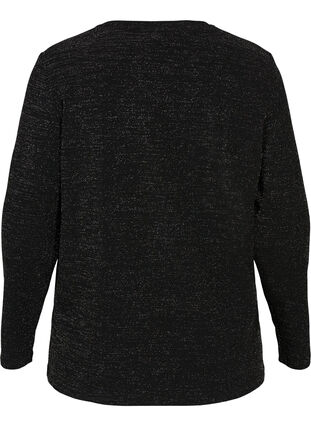 Long-sleeved sparkly blouse, Black, Packshot image number 1