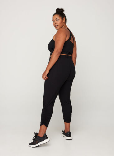 Loose viscose fitness trousers, Black, Model image number 0