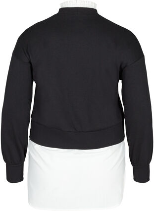 Sweatshirt with a sewn-in shirt, Black, Packshot image number 1