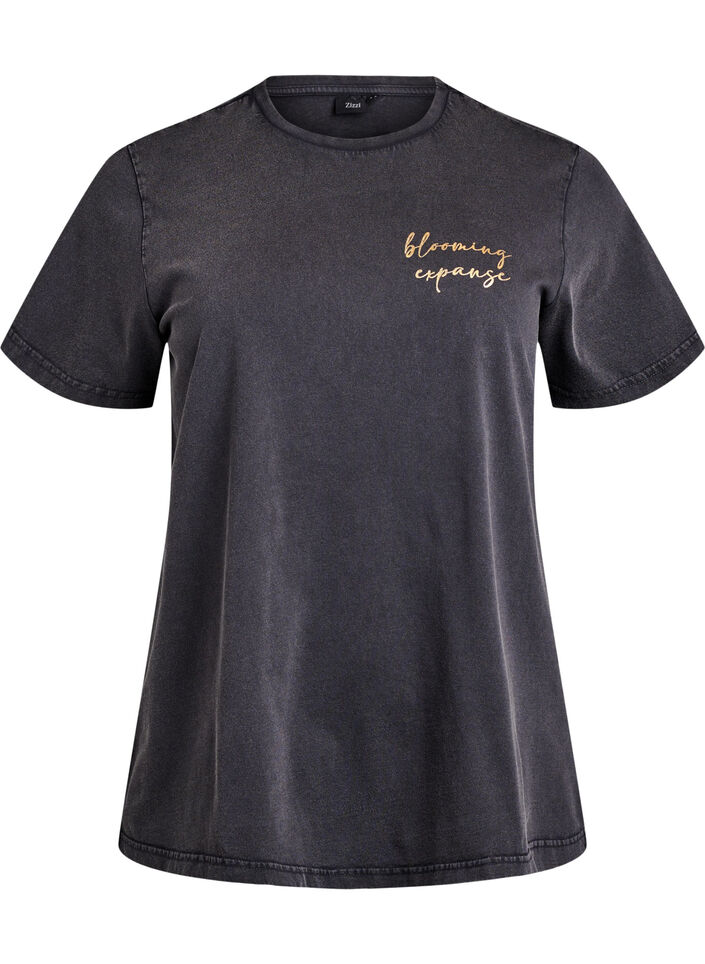 T-shirt in organic cotton with a cool print, Dark Grey, Packshot image number 0