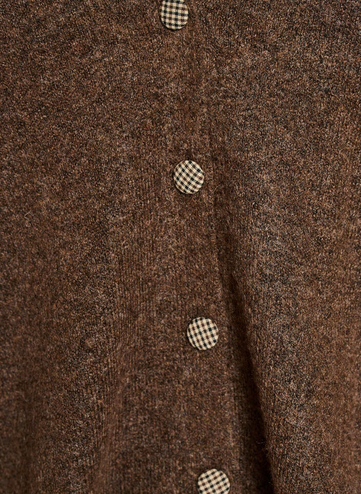 Cardigan with decorative buttons and V-neck, Brown, Packshot image number 2