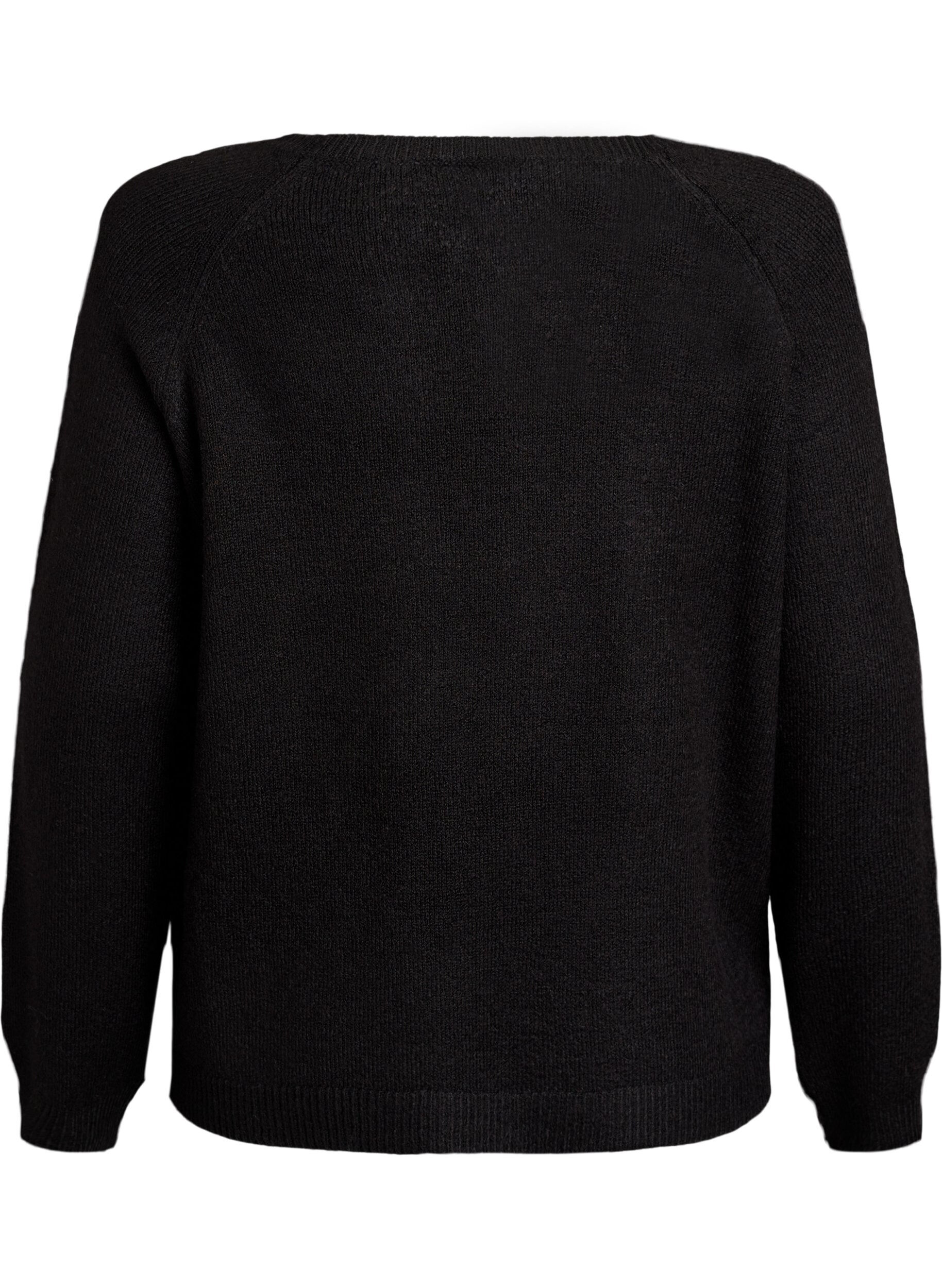 Zizzifashion Soft knit with a round neck, Black, Packshot image number 1