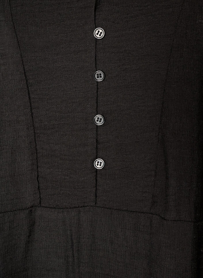 Viscose dress with embroidery and tiered ruffles, Black, Packshot image number 2
