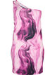 Tight-fitting one-shoulder dress with print, Raspberry Rose AOP, Packshot image number 0