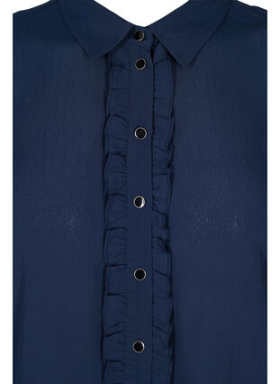 Viscose shirt with buttons and frill details, Navy Blazer, Packshot image number 2