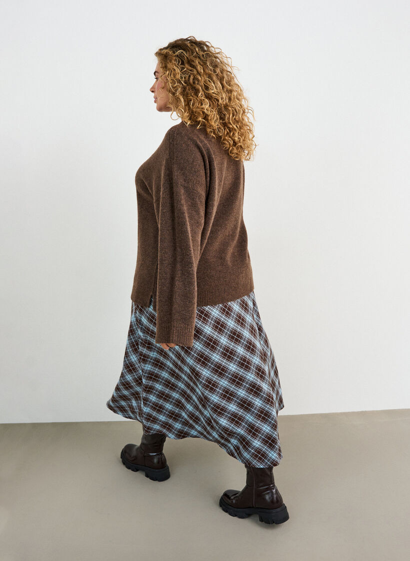 Checked A-line maxi skirt, Light Blue, Model image number 1