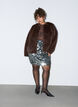 Short sequin skirt with an elasticated waistband, Dark Grey, Model image number 1