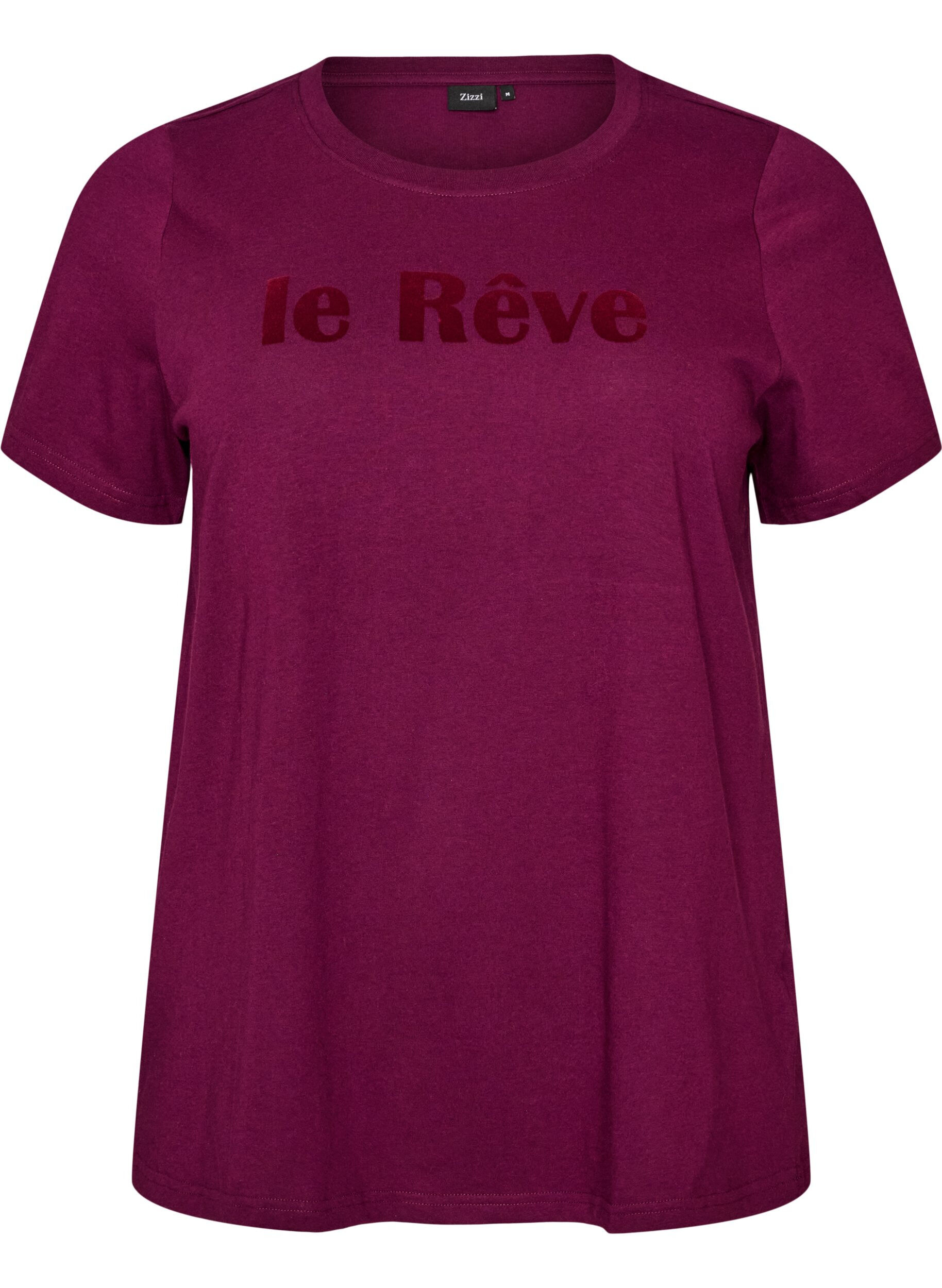 Organic cotton T-shirt with velour text