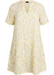 Short A-line dress in cotton muslin, Yellow, Packshot image number 0