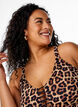 Swimsuit with animal print and string detail, Brown, Model image number 2