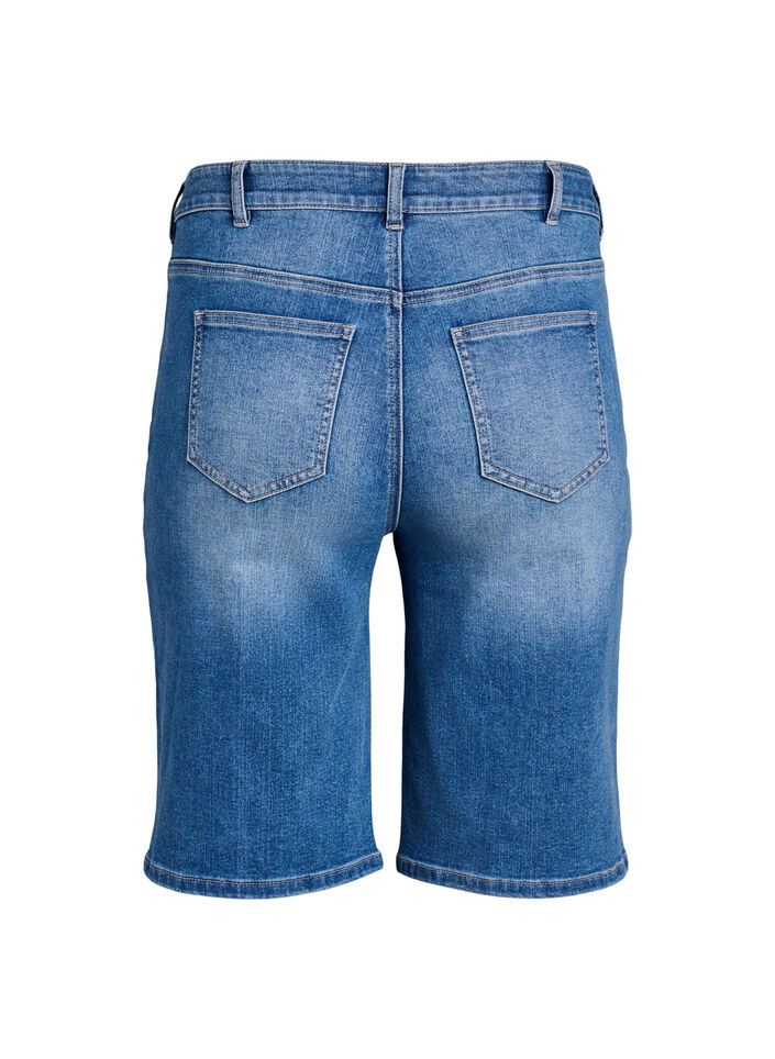 High-waisted denim Bermuda shorts, Light Blue, Packshot image number 1