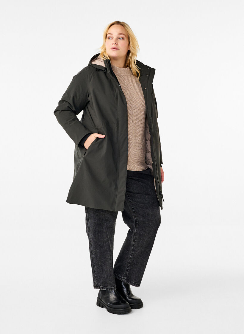Functional parka winter coat with a hood, Raven, Model image number 2