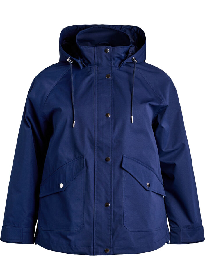 Short spring jacket with detachable hood, Blue, Packshot image number 0