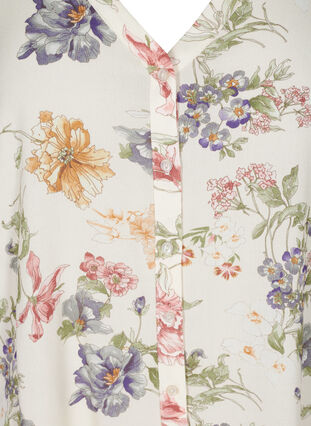 Floral viscose top with buttons, Creme Vintage flower, Packshot image number 2