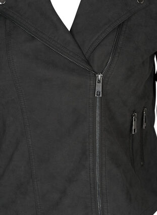 Faux leather jacket, Dark Grey as sample, Packshot image number 2