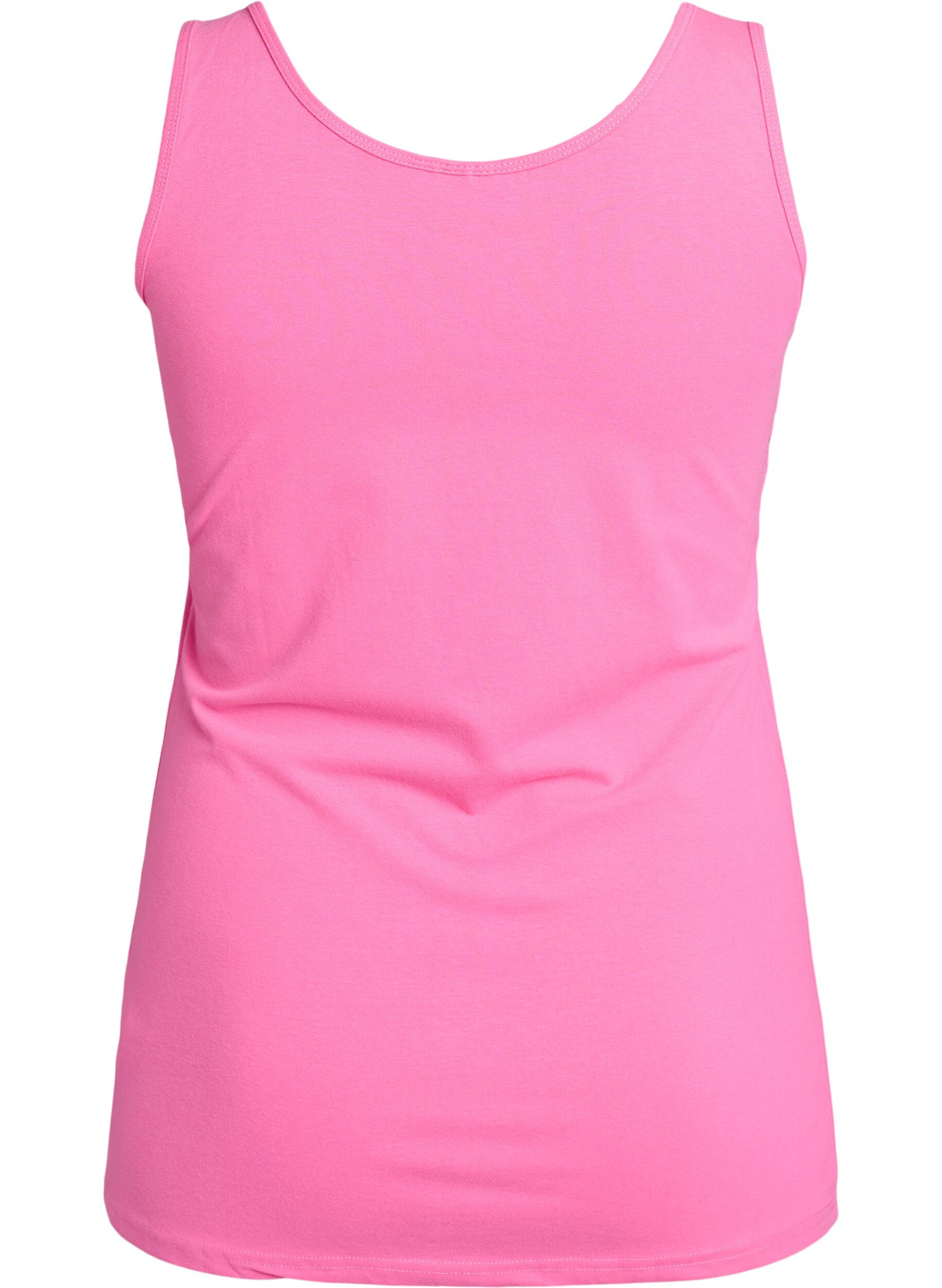 Zizzifashion Solid color basic top in cotton, Pink, Packshot image number 1