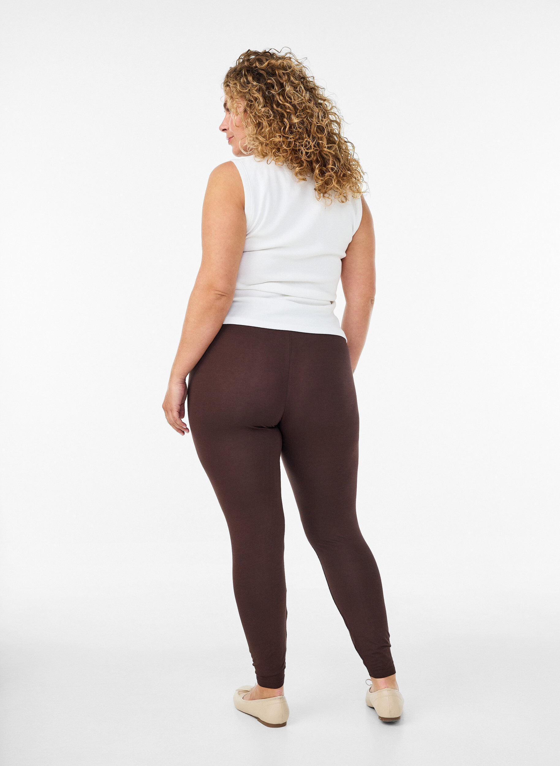 ZizzifashionBasic viscose leggings, Brown, Model image number 2