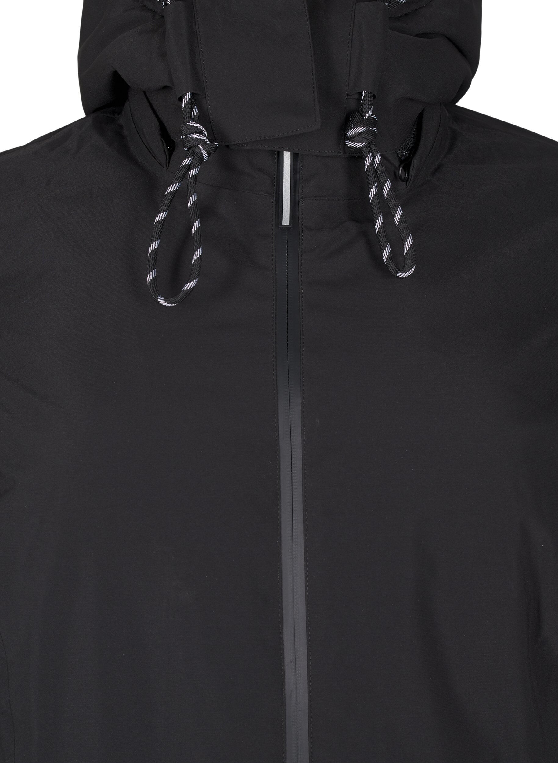 Zizzifashion Practical winter jacket with hood and pockets, Black, Packshot image number 2