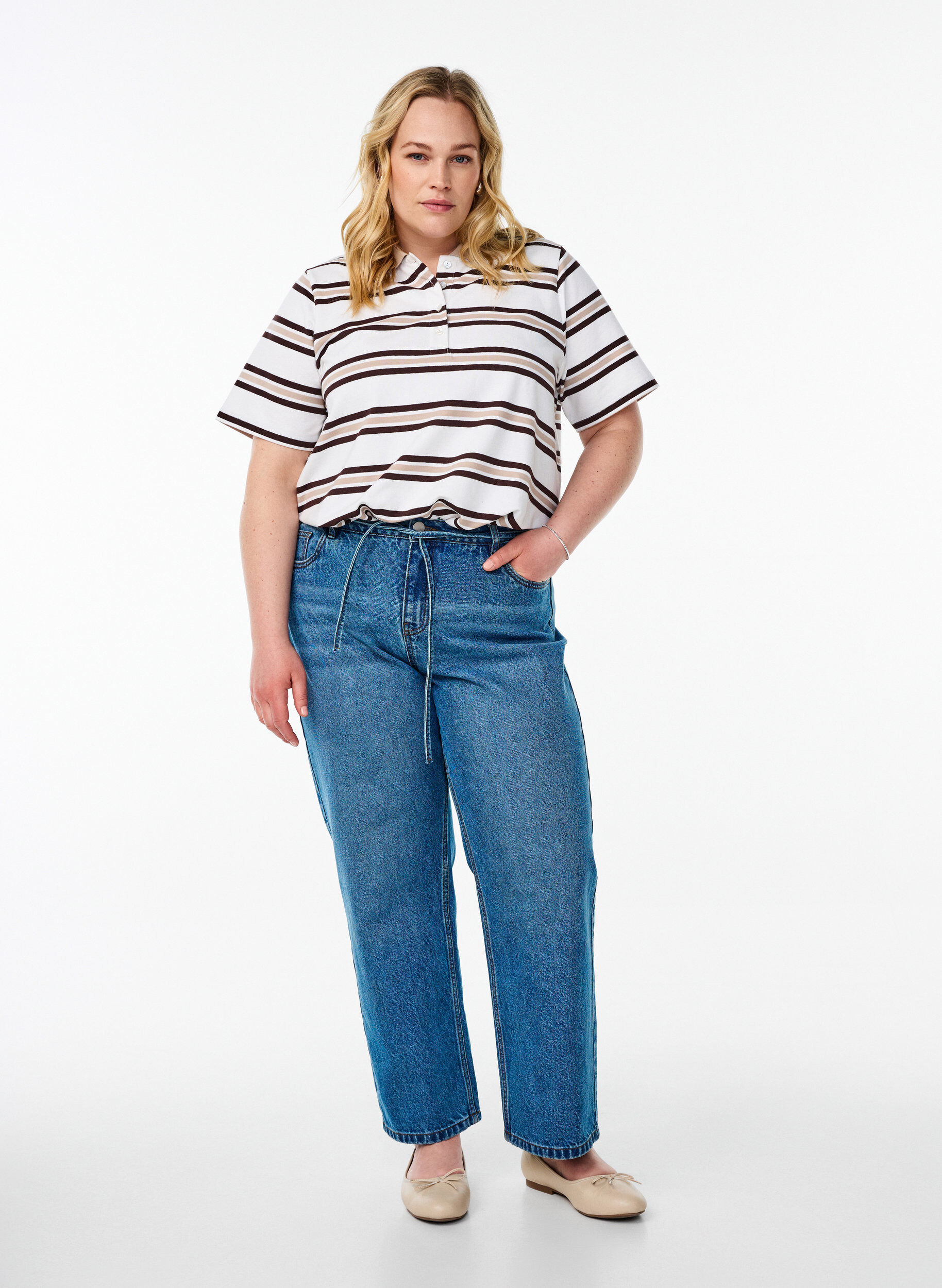 Zizzifashion Short sleeve polo shirt, Vanilla, Model image number 1