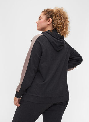 Hooded sweatshirt with zip, Black, Model image number 1