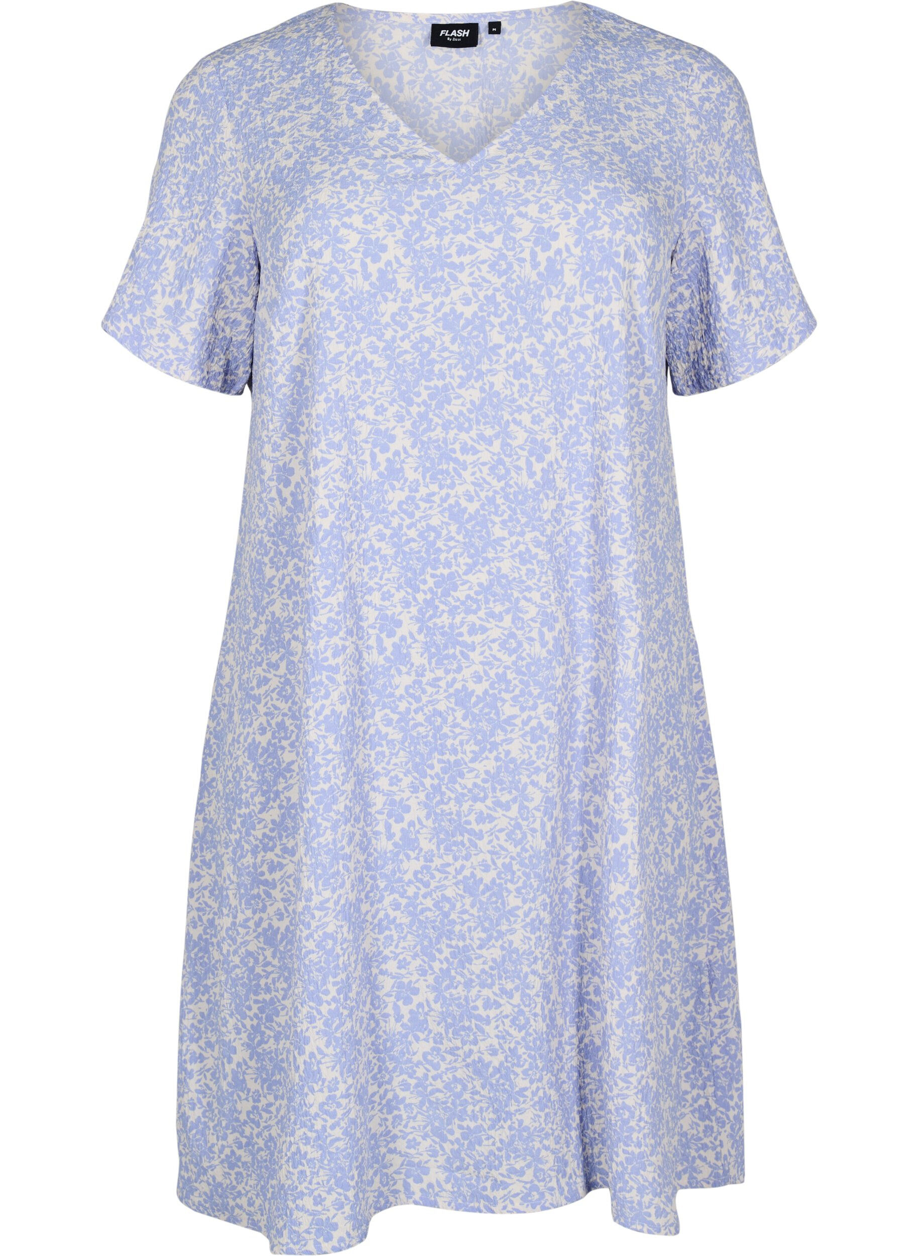 Zizzifashion Short-sleeved dress with a V-neck, Blue, Packshot image number 0