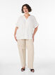 Viscose shirt with short sleeves and ruched detail, Vanilla, Model image number 1
