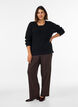 Knitted blouse with a textured openwork pattern, Black, Model image number 1
