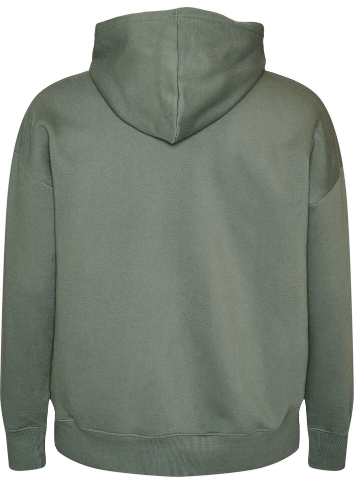 Hoodie with chest print, Green, Packshot image number 1