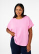 Blouse with short sleeves and a round neckline, Pink, Model image number 0