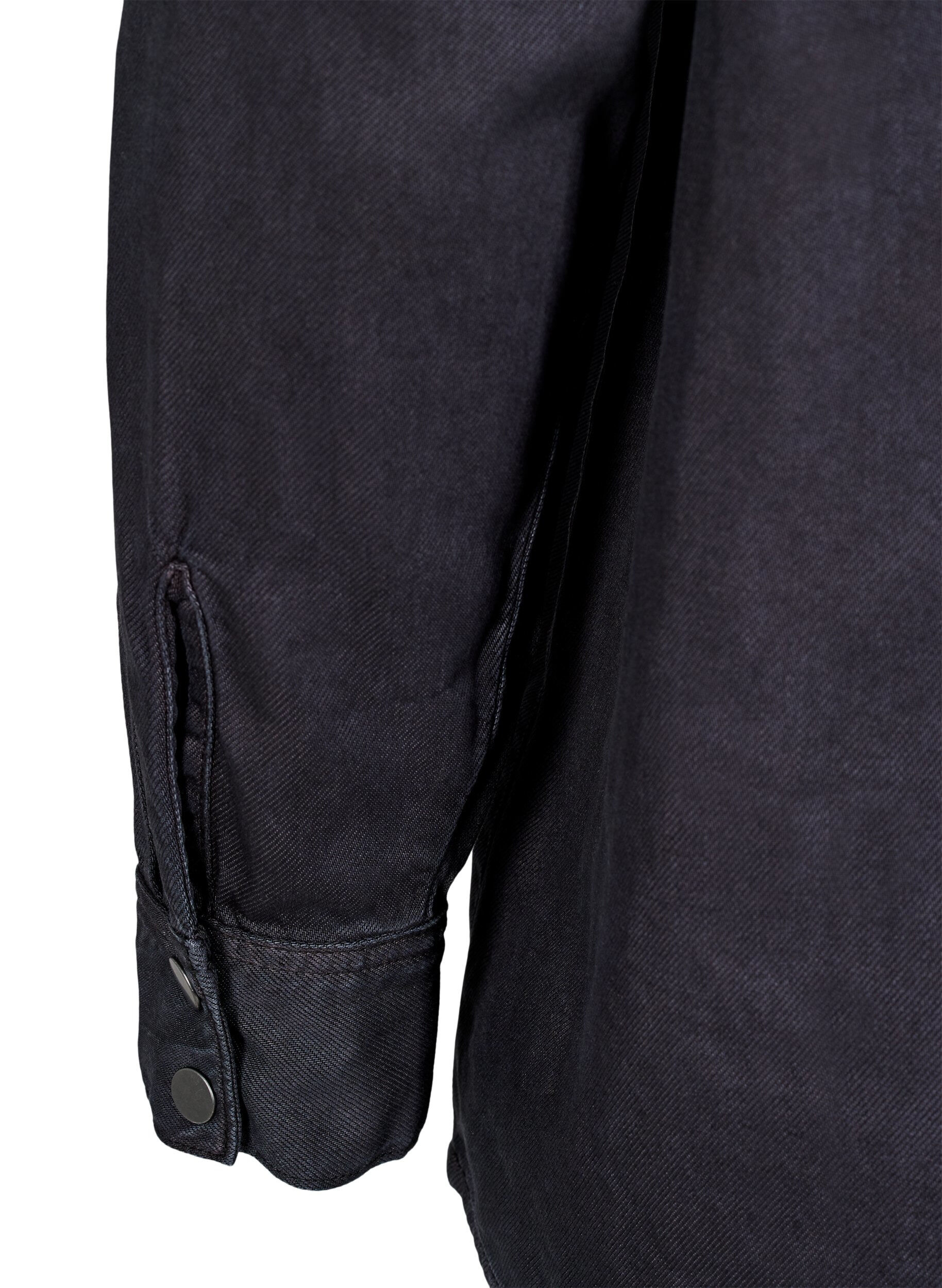 Zizzifashion Denim shirt with chest pockets, Black, Packshot image number 3