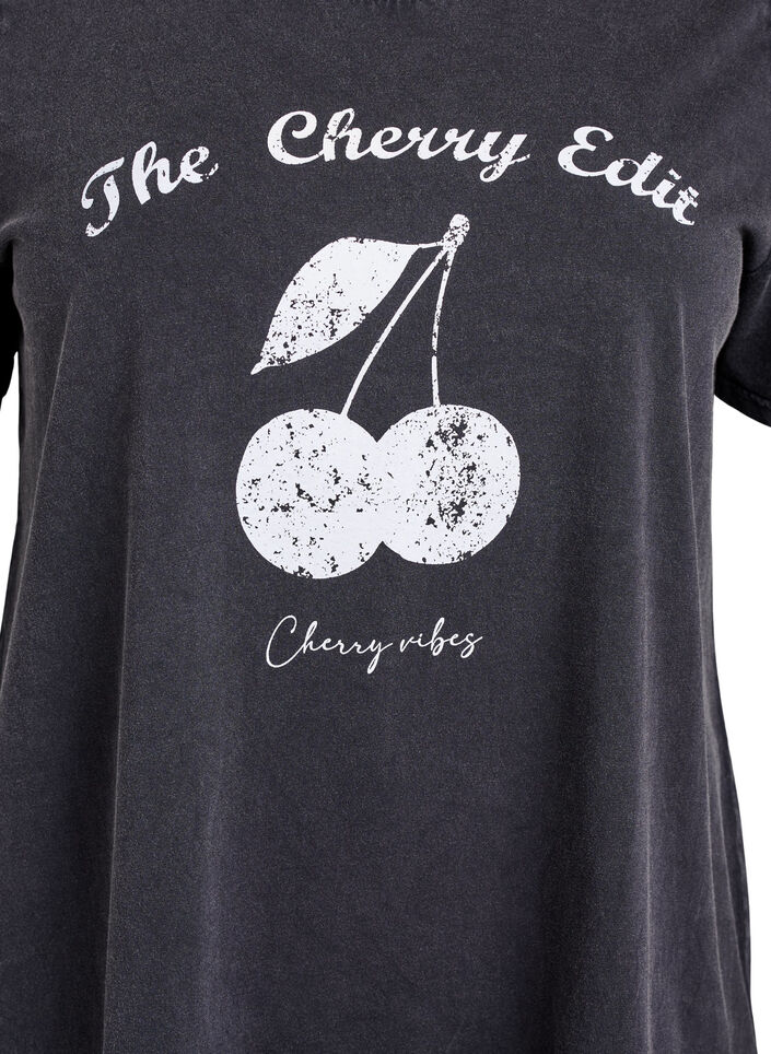 Organic cotton t-shirt with print, Dark Grey, Packshot image number 2