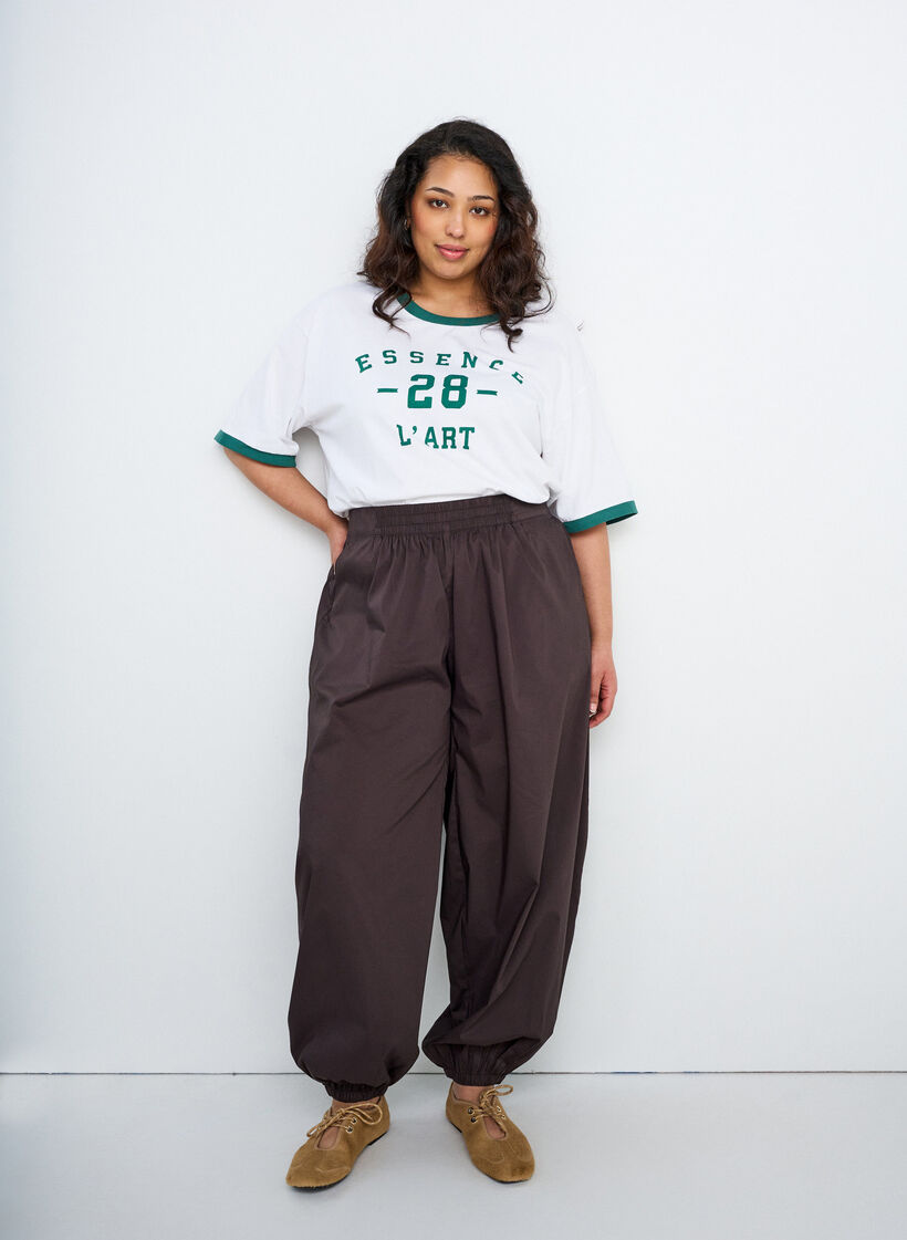 Cotton T-shirt with text print and boxy fit, White, Image image number 0