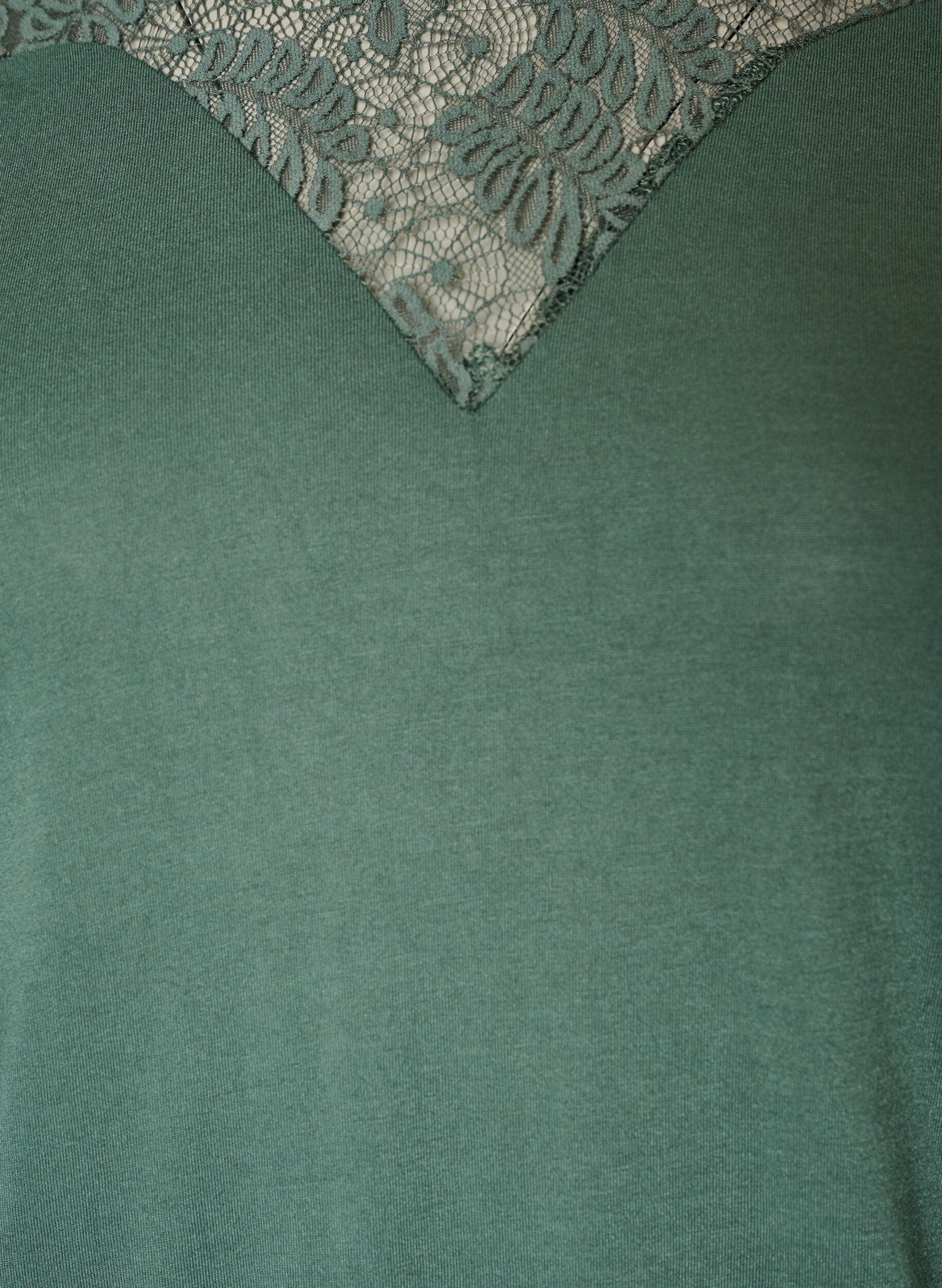 Zizzifashion Blouse with lace insert and balloon sleeves, Green, Packshot image number 2