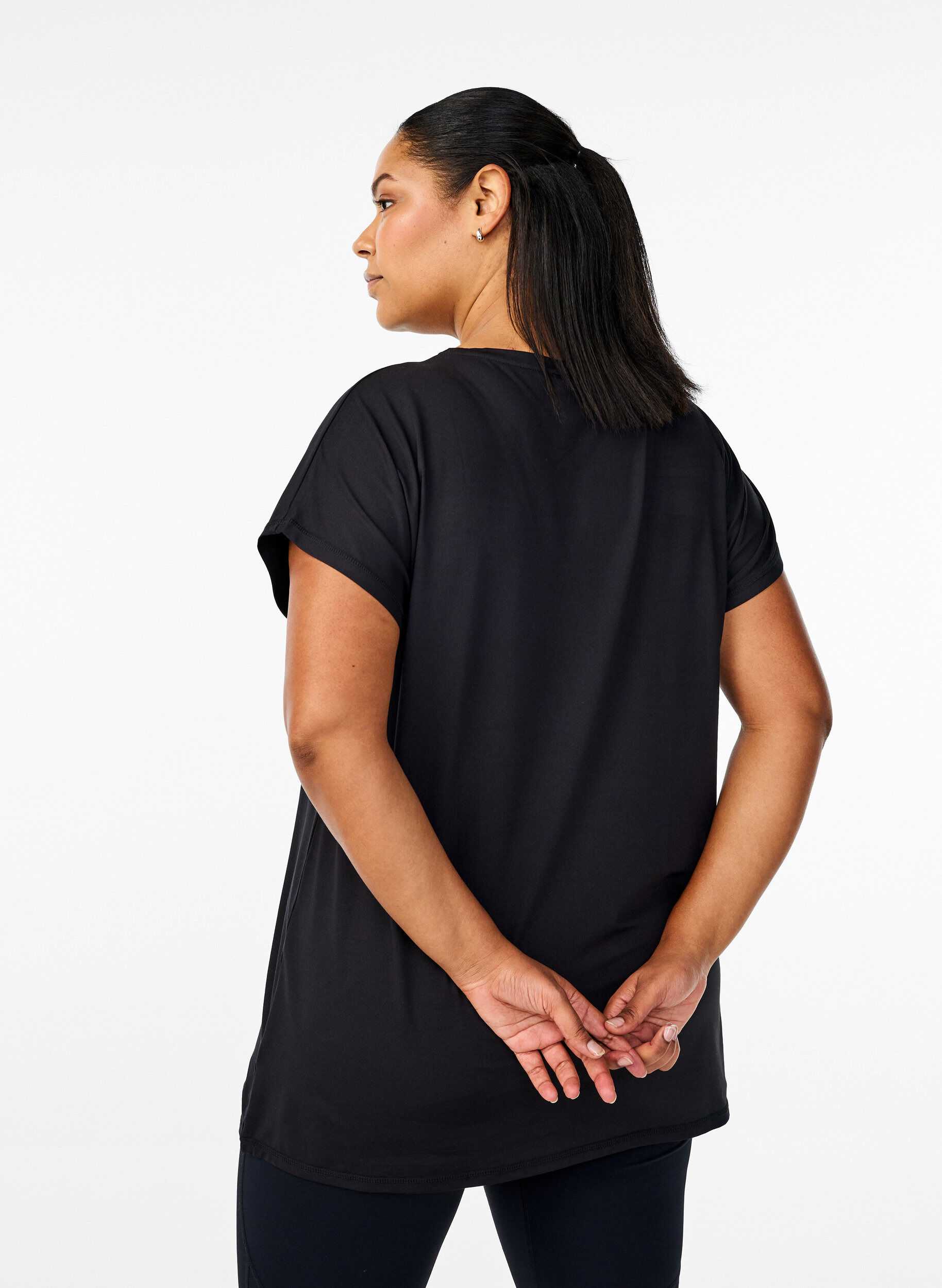 ZizzifashionLong workout T-shirt, Black, Model image number 2