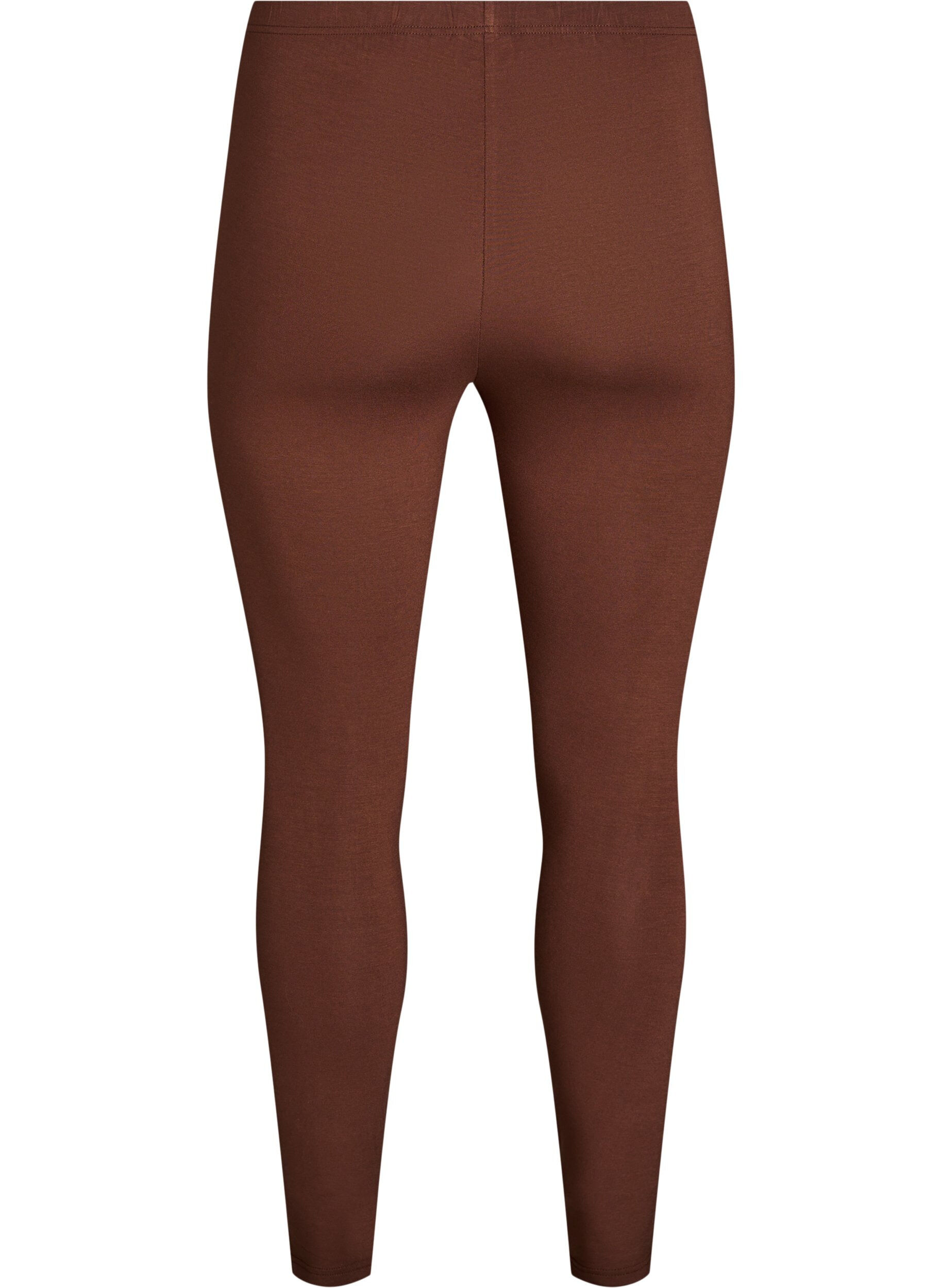 Zizzifashion Basic leggings in viscose, Brown, Packshot image number 1