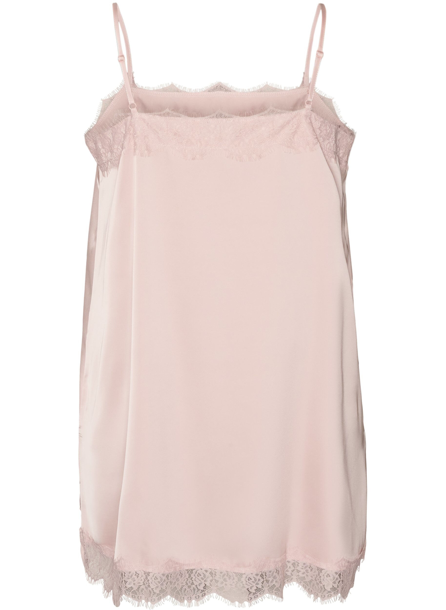ZizzifashionLong satin top with lace edges, Red, Packshot image number 1