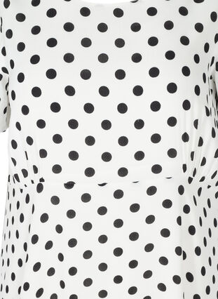 Short-sleeved viscose dress with dots, White w. Black Dot, Packshot image number 2