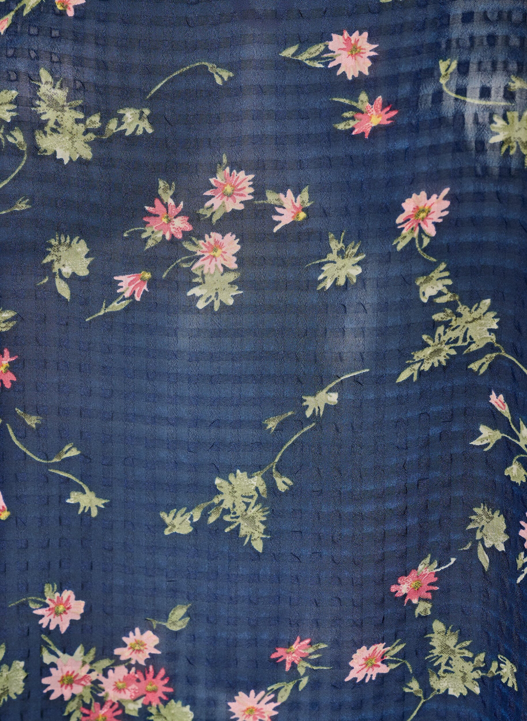 Zizzifashion Blouse with floral print and V-neck, Blue, Packshot image number 2