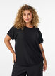 Blouse with eyelet embroidery and balloon-effect, Black, Model image number 0