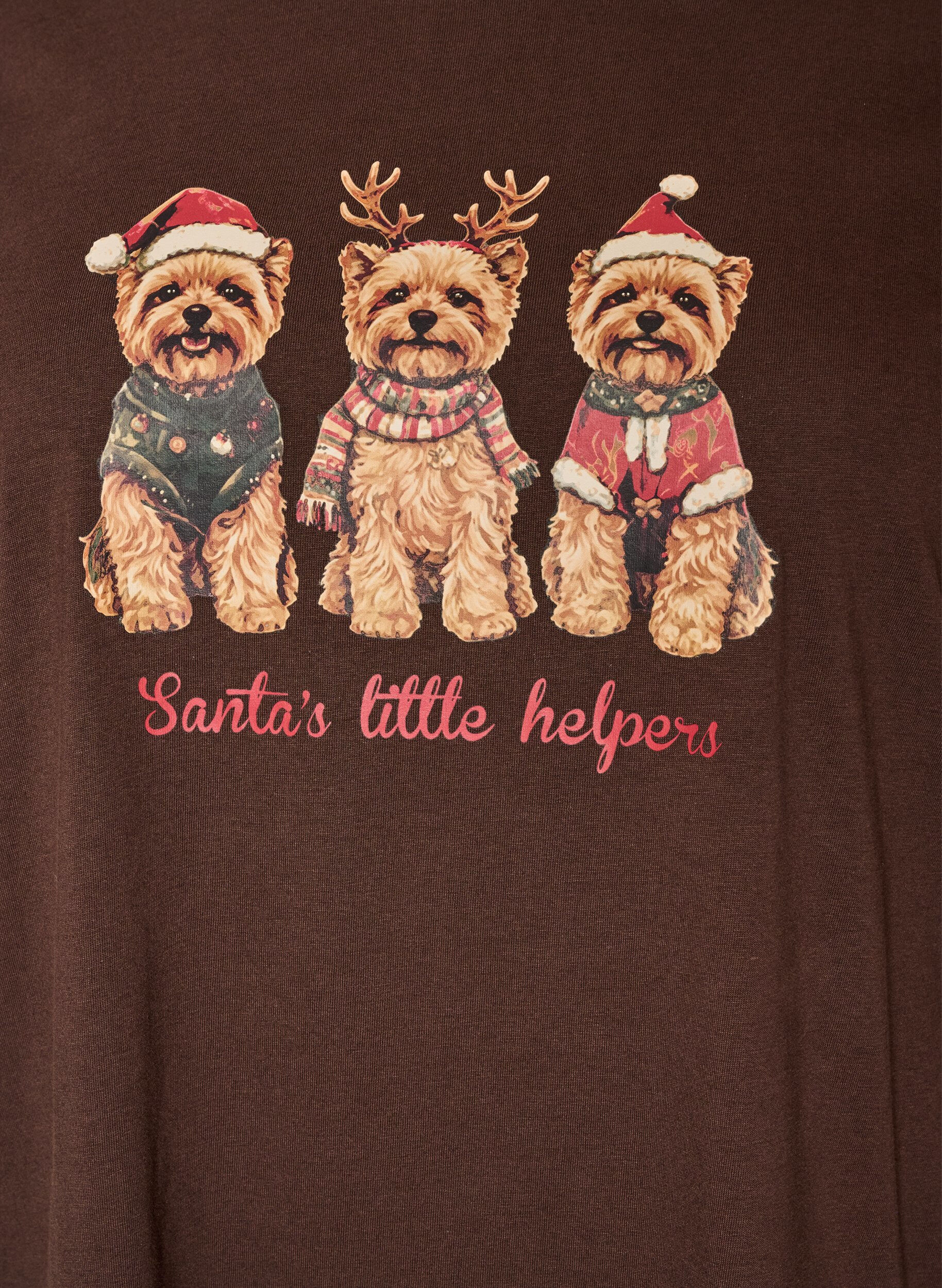 ZizzifashionChristmas t-shirt in organic cotton, Brown, Packshot image number 2