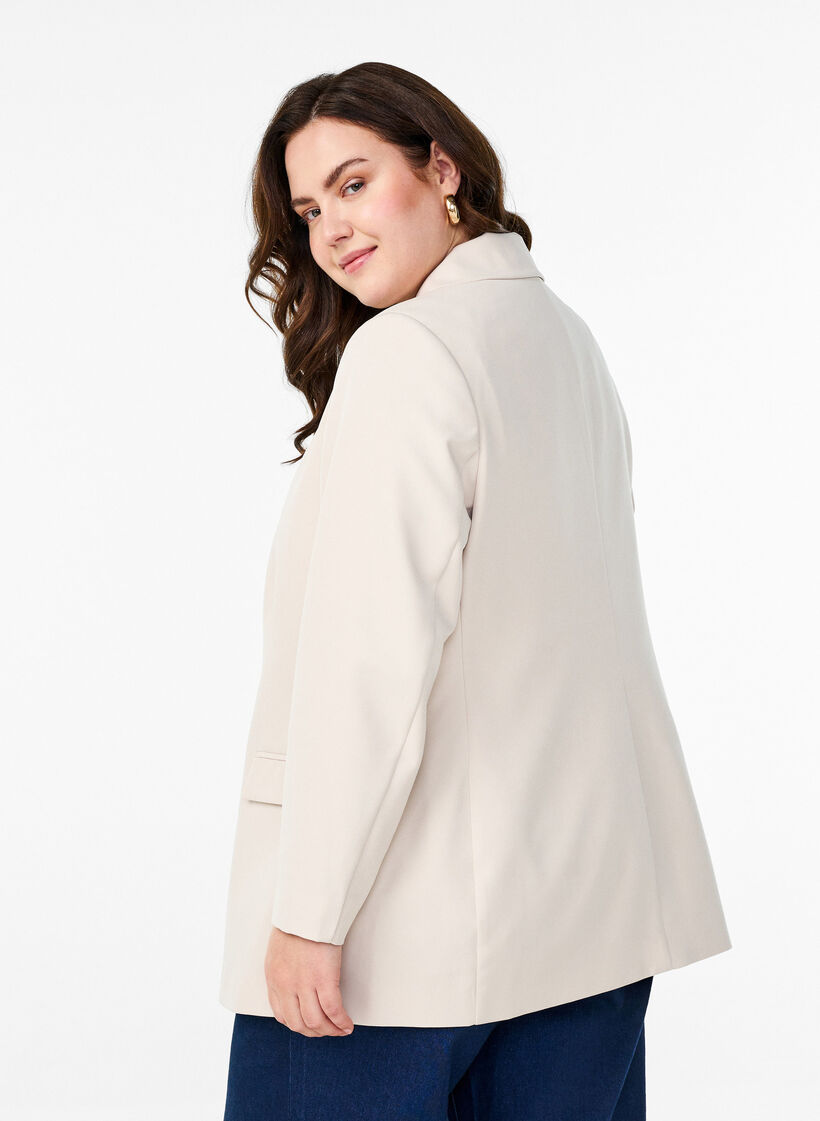 Classic blazer with button closure, Beige, Model image number 2