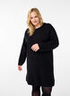 Knitted dress with a round neck and slit, Black, Model image number 0